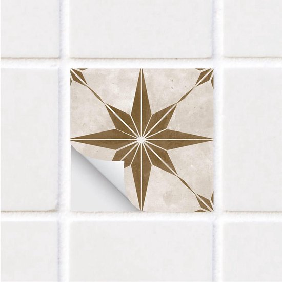 Alwayspon Waterdichte vinyl tegelstickers, afpellen en opplakken, zelfklevende backsplash tegeltransfersticker, geschikt voor keuken, badkamer en woonkamer, in boho-stijl, muursticker, 15 x 15 cm, 10