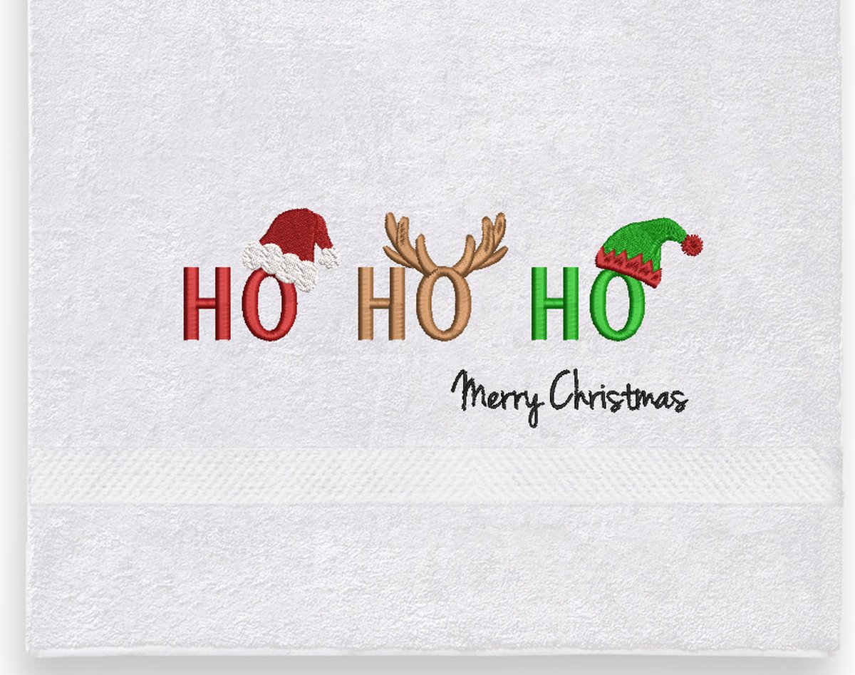 Foute - Kerst - Handdoek - 50x100cm - Wit - Ho Ho Ho - Nieuw!