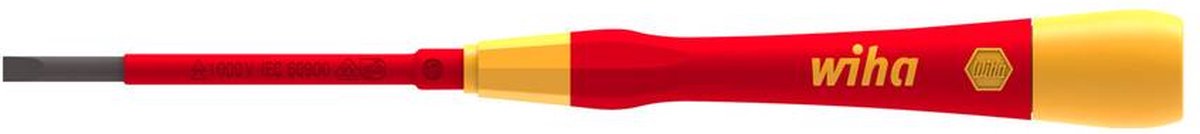 Wiha Elektronica, VDE, Elektronica en fijnmechanica Platte schroevendraaier Kopbreedte: 3.5 mm Koplengte: 65 mm