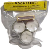 NOODPAKKET - 3 NOOD-Kaarsen met lucifers - waterdicht verpakt - preppen - noodverlichting - 60 uur - noodset