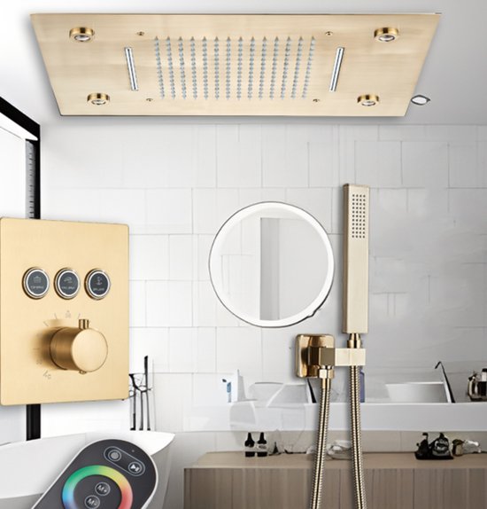 SaniSupreme® La Paz Douche de plafond encastrée Douche à effet de pluie avec éclairage LED et fonction cascade