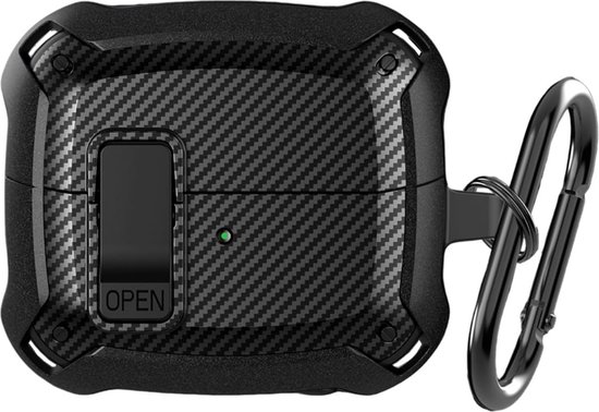 YONO Armor Hard Case adapté pour Samsung Galaxy Buds 3 - 3 Pro - Étui avec Serrure - Carbon Design - Zwart