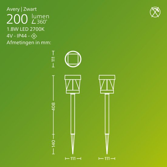 Philips myGarden Solar sokkellamp met spies | Jivix | 2700K | IP44 Philips myGarden Solar sokkellamp met spies | Jivix | 2700K | IP44