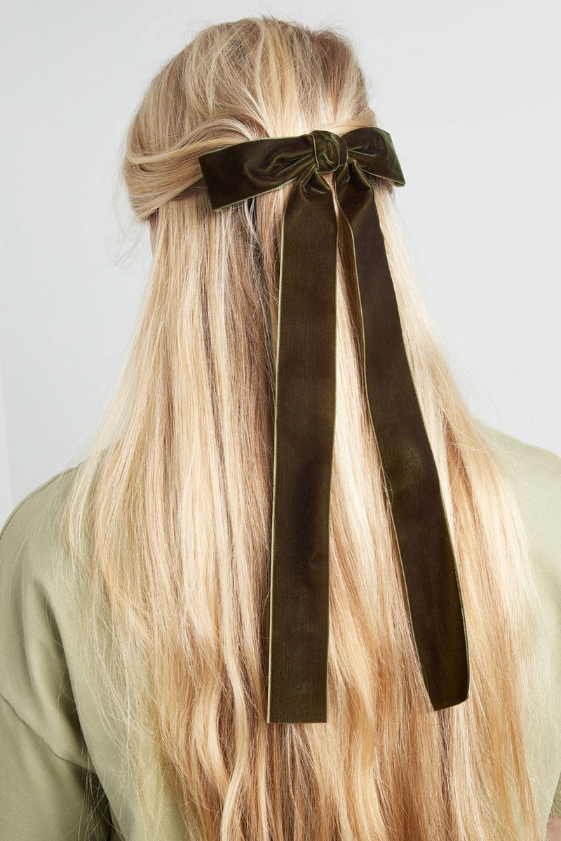 Haar strik groot groen - Haarstrik meisjes - Haarstrik dames - Haarspeld strik - donkergroen