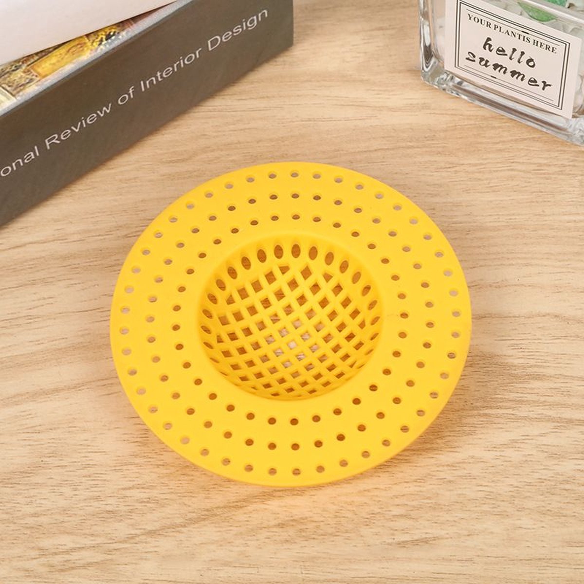 1 stuk Gootsteenzeefje -Gootsteenzeef -Vuil tegenhouden Gootsteen -Gootsteenfilter -Zeef - kunststof- diameter 9.8cm- Geel