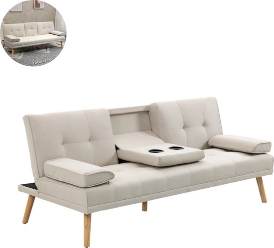Slaapbank - Uitklapbaar - Slaapstoel - Logeerbed - Zetelbed - Slaapfauteuil - Vouwbed - 2 persoons - Zeer comfortabel - Beige