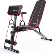 CITYSPORTS S1 Halterbank - Fitnessbank - Verstelbaar - Inklapbaar - Trainingsbank – Bench Press - multifunctionele opvouwbare gewichtsbank met 7 verstelbare posities en 2 trainingsbanden - gewichtsbank voor thuisgymnastiek