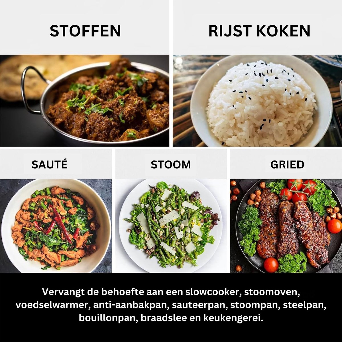 Afbeelding 2 van White-label® Slowcooker met Timer - Keramische Binnenpan - Hotpot - Zwart