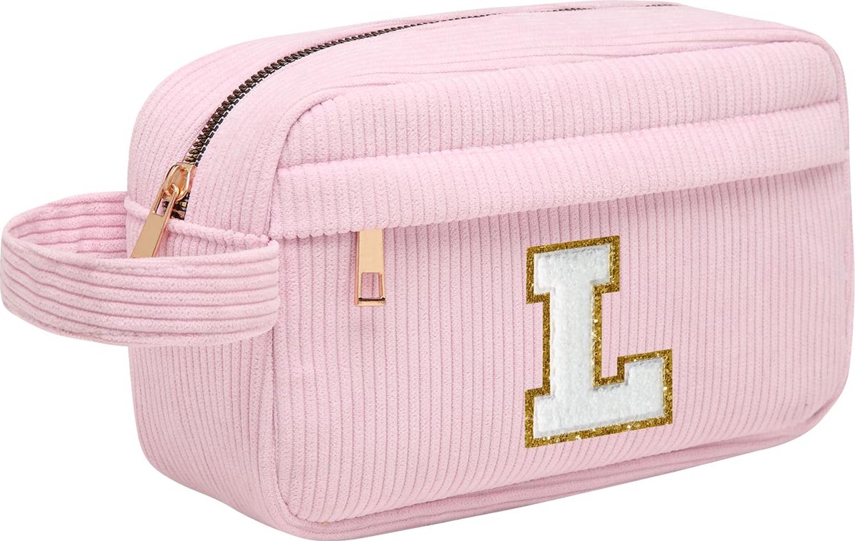 JGS ® Stijlvolle Corduroy Cosmetica Organizer & Reistas met Ruime Capaciteit voor Dames