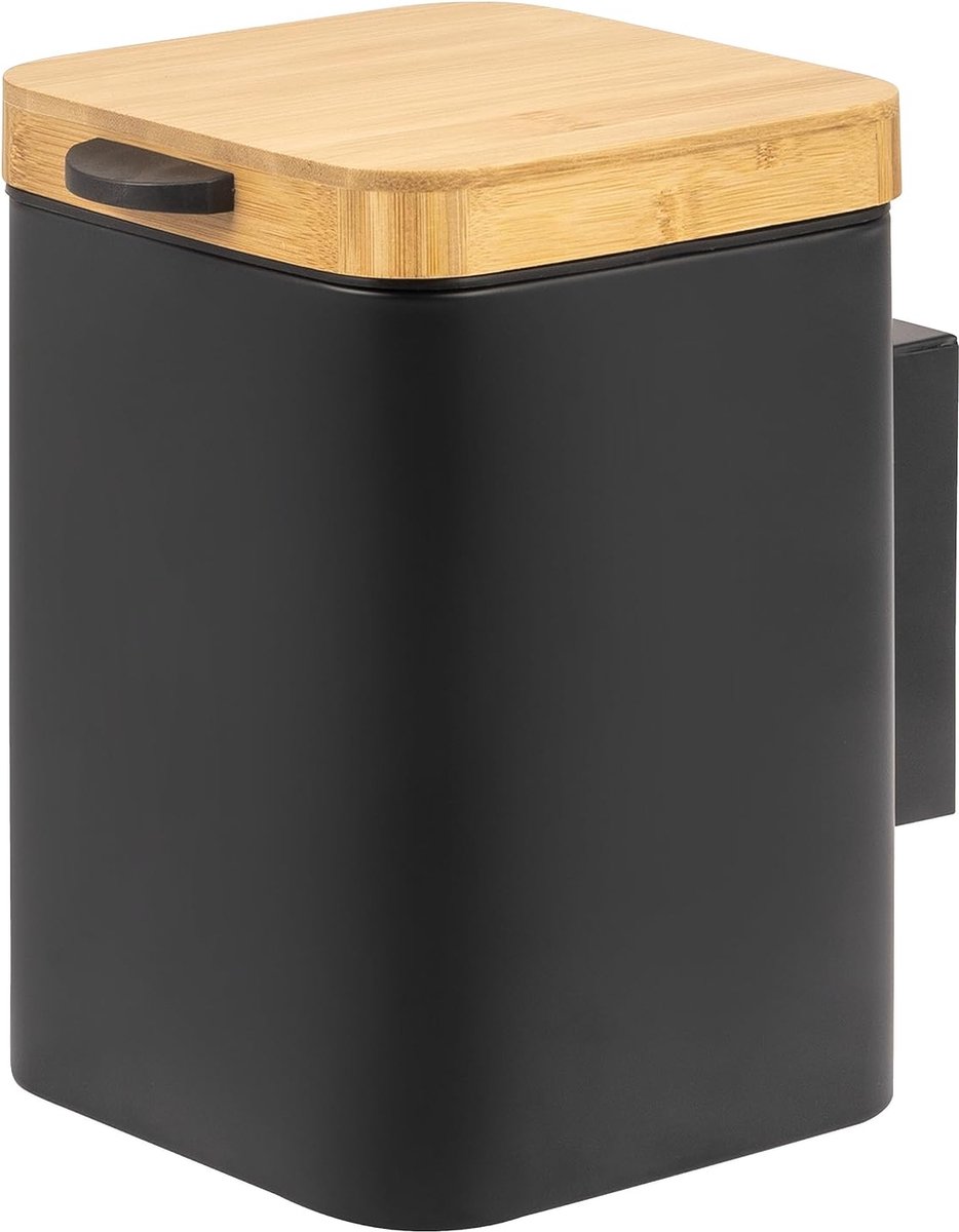 Goedkoopste Wandcosmetica-emmer 3 L, badafvalbak 2-weg montage, hoekig (zwart