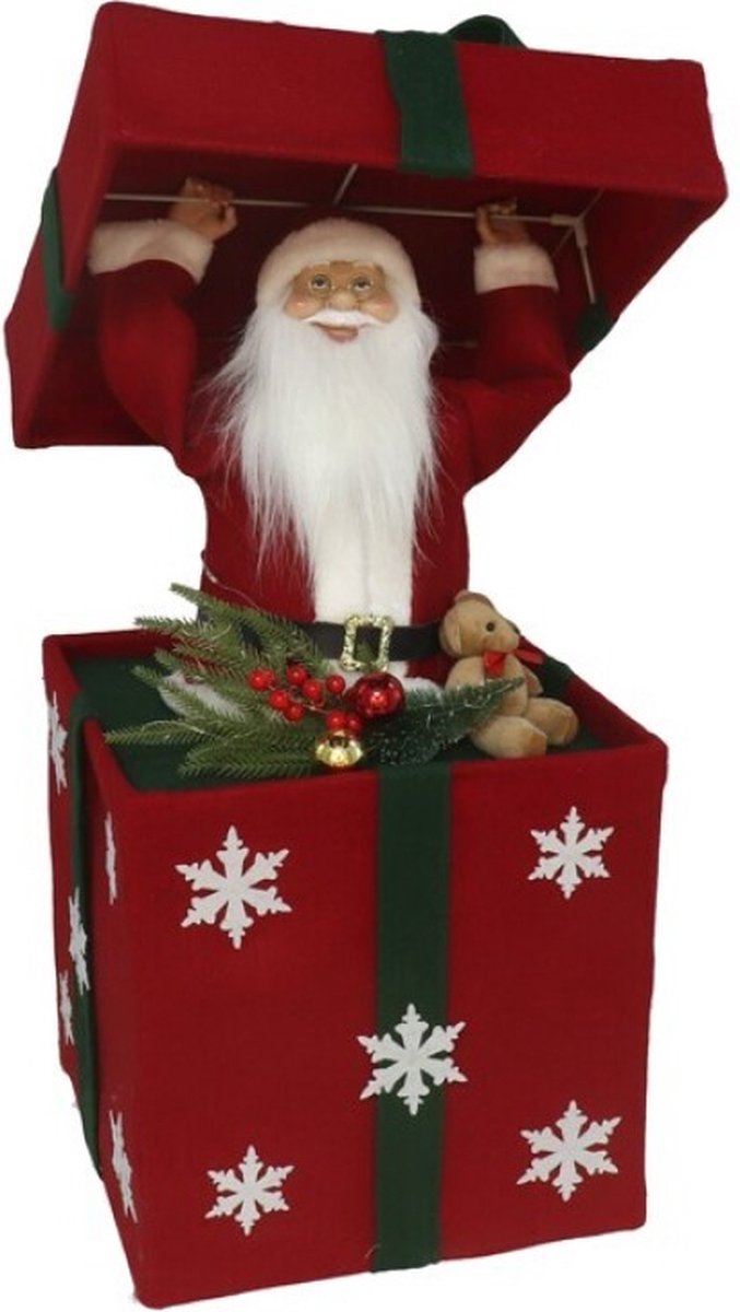 Kerstman uit geschenkdoos - 20 LEDs - 90 cm -Kerstdecoratie
