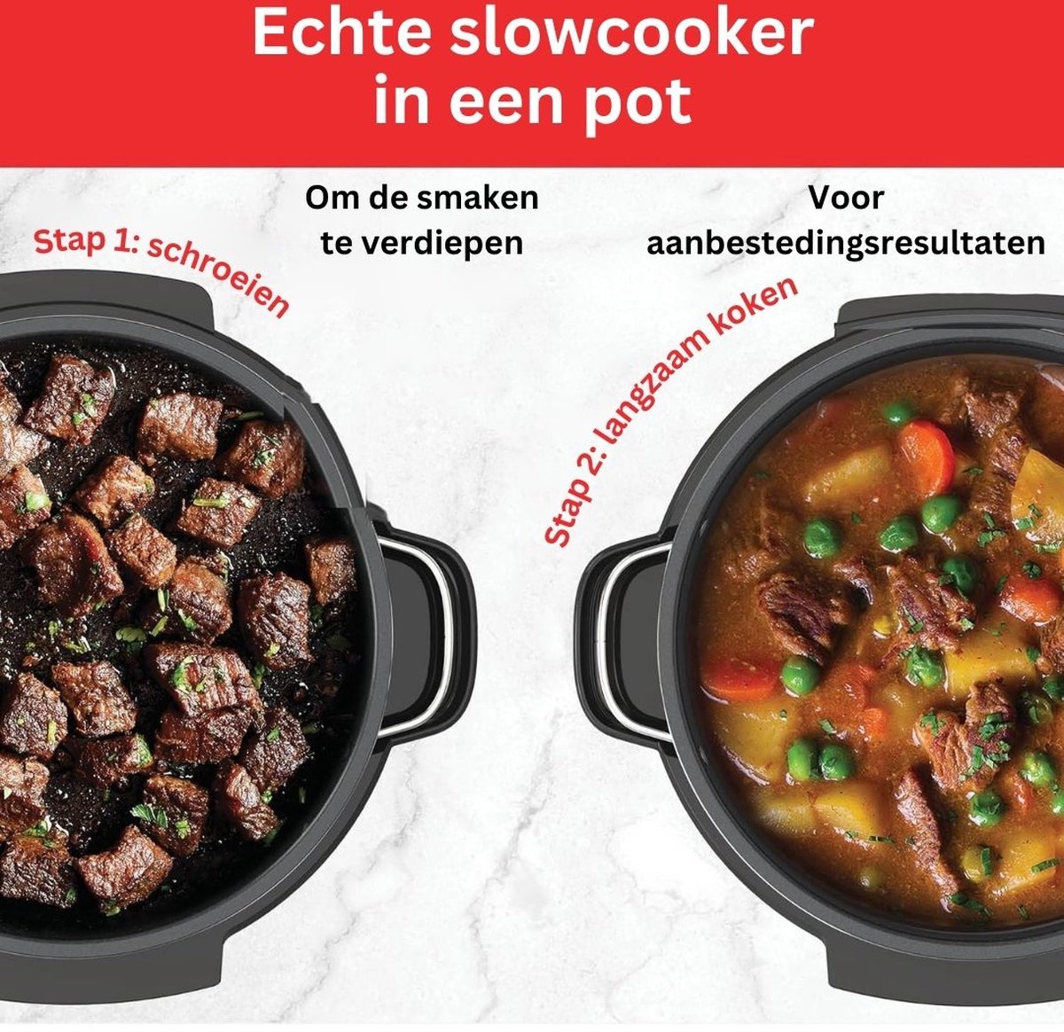 Afbeelding 2 van MKSS® Slowcooker met Timer - Keramische Binnenpan - Hotpot - Zwart