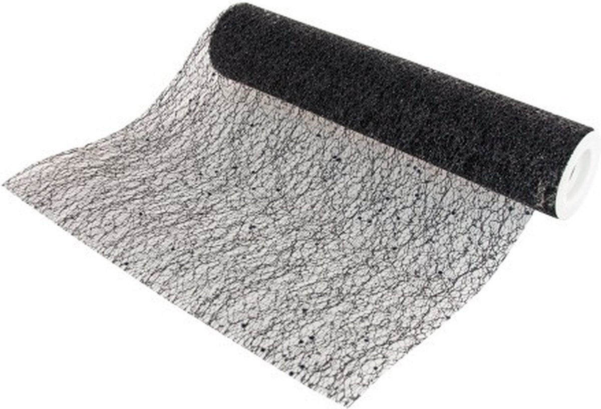 Rol Tafelloper Zwart Glitter (500x30cm)