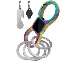 Heavy-Duty Dubbelzijdig Karabijnhaak Sleutelhanger met Sleutelringen, Winkelwagenmunt Flesopener Multitool & Mini Zaklamp - Quick-Release Auto Sleutelhouder - Musketonhaak Keychain voor Volwassen, Mannen, Vrouwen - Karabijnsluiting Sleutel Hanger