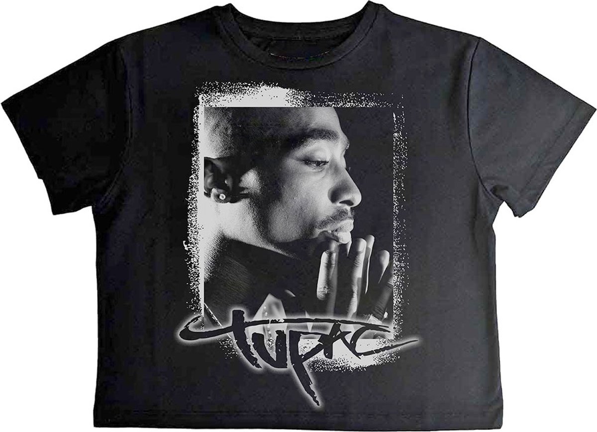 Tupac - Spray Photo Crop top - XS - Zwart