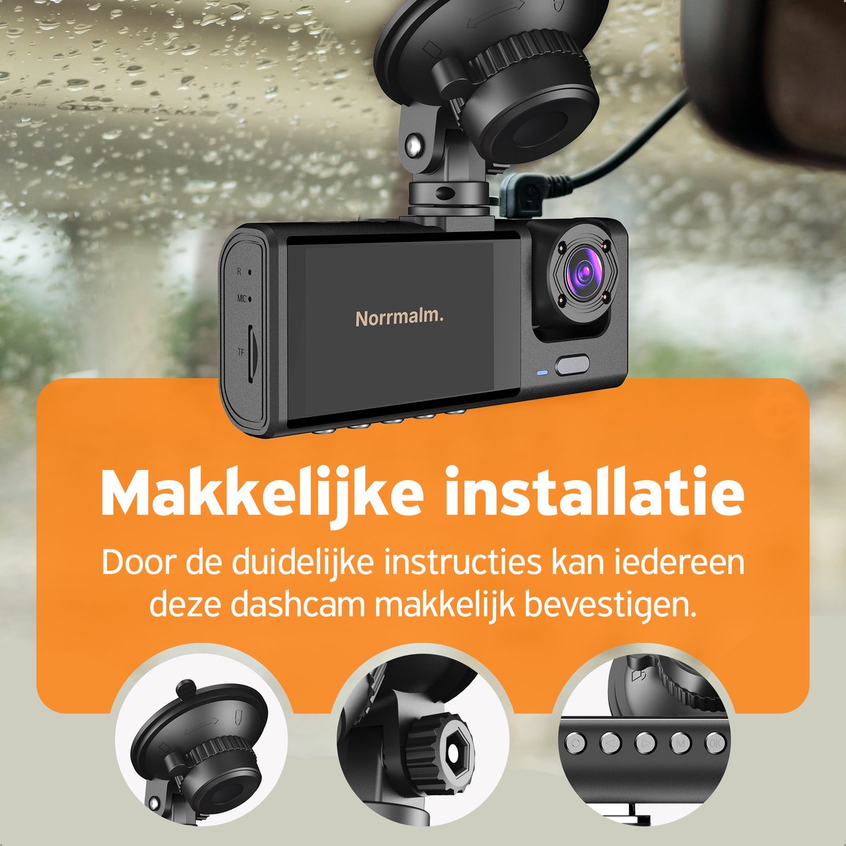 Norrmalm® Full HD Dashcam voor Auto - 64 GB - App (iOS, Android) - WiFi - Voor en Achter Camera - Parkeerfunctie - G-sensor – foto 6