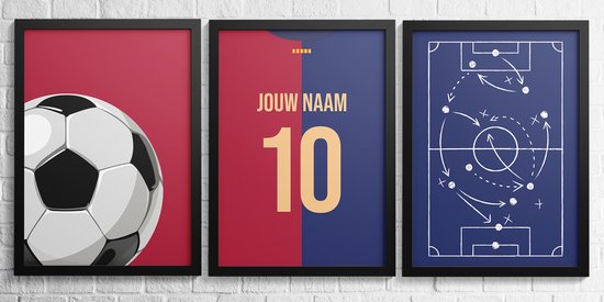 Set d'affiches de Voetbal 3-Liège Barcelona - Collection Close up - Posters personnalisées avec votre nom et votre numéro - 30 x 40 cm
