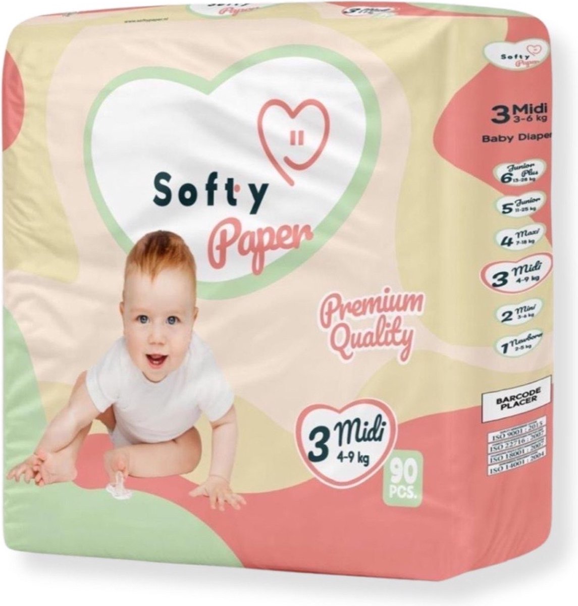 Goedkoopste Softy Paper - babyluiers - maat 3 (4-9kg) - 90 luiers - Pampers soortgelijk - baby