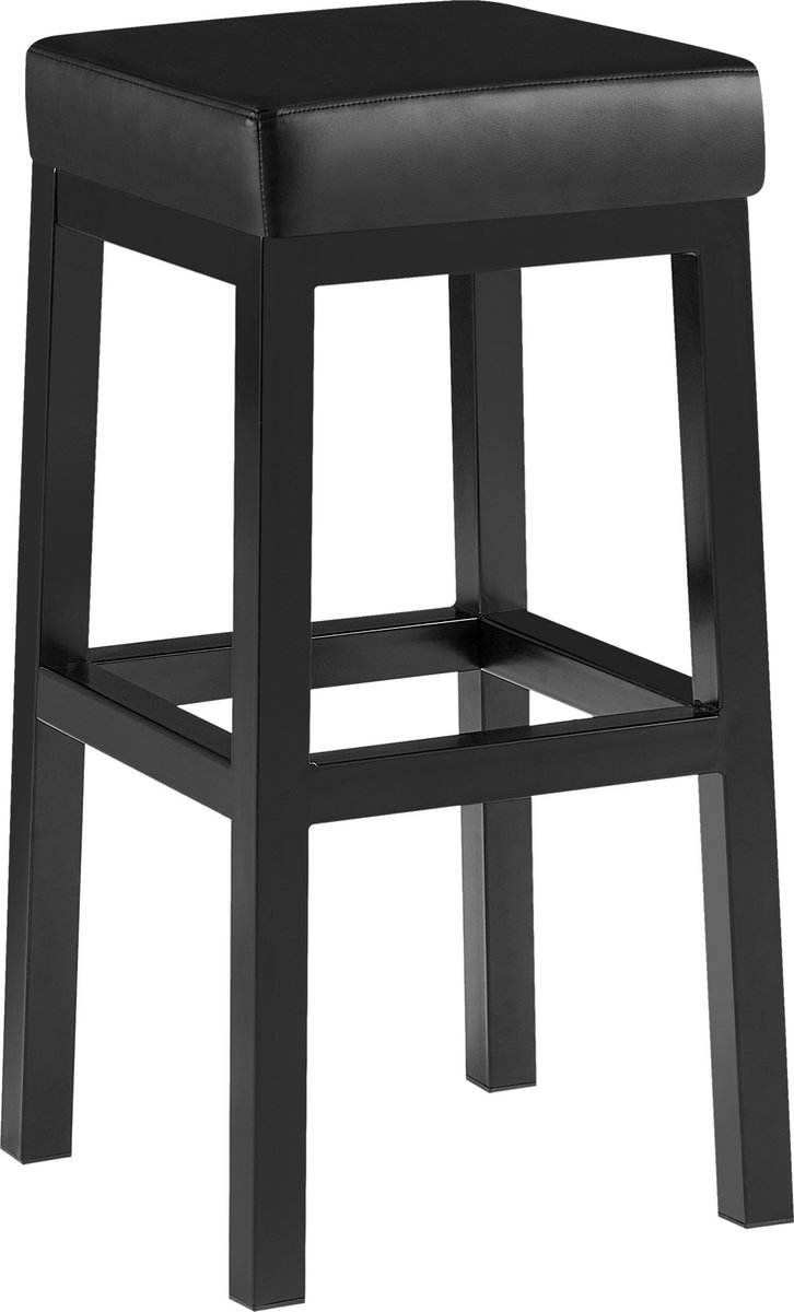 CLP Taylor Barkruk - zwart metalen frame - Zithoogte 78 cm - kunstleer - zwart/zwart