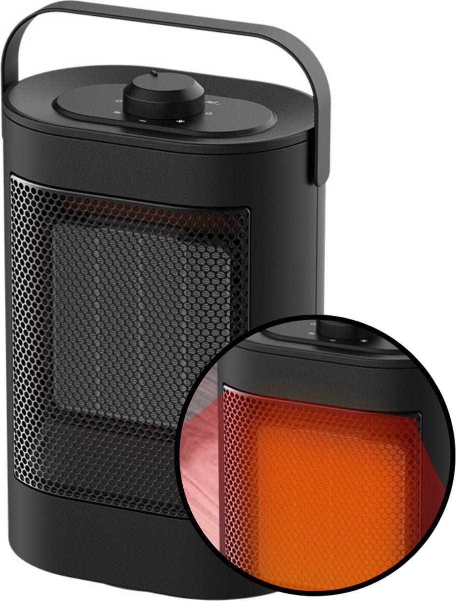 SensaHome 900F - Elektrische Kachel - Keramische Verwarming - Energiezuinige Heater - Ventilatorkachel met Thermostaat - Terrasverwarmer - 750/1500W - Zwart