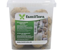 Famiflora set van 35 mezenbollen zonder netje - 35 x 90g - in emmer - Zonder netje voor meer veiligheid en minder milieu-impact - Maxi verpakking biedt langdurige voeding zodat vogels vaker terugkomen