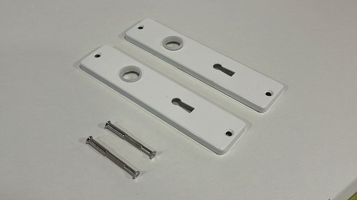 Langschild sleutelgat aluminium / wit 56mm