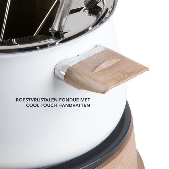 DOMO DO736F Fonduepan - Elektrische Fondueset - 8 personen - 1500W - 1,4 L - Houtlook/Wit — afbeelding 3