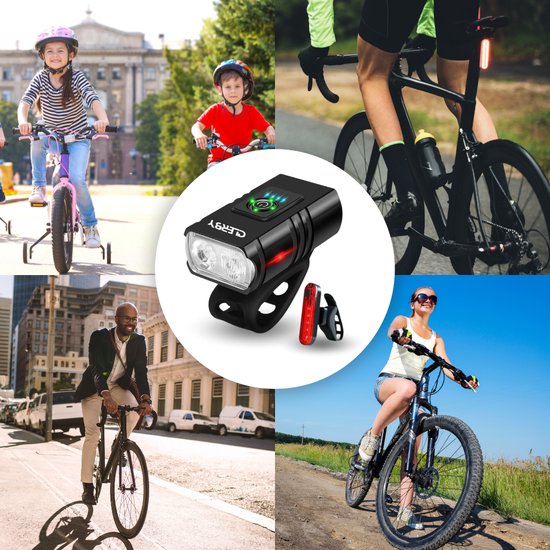 Clerby - Fietsverlichting Set LED - Fietslamp USB Oplaadbaar - Voorlicht en Achterlicht - Fietslicht - USB Oplaadbaar - Fietslampjes - Waterdicht - Zwart — afbeelding 3