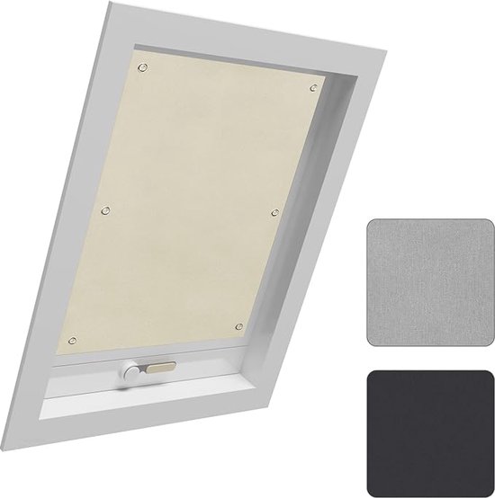 montageset voor rolgordijn 75 x 200 cm Veelzijdige zonwering in verschillende maten Dakraam Verduisterend Rolgordijn met zijkoord voor ramen en deuren, Beige