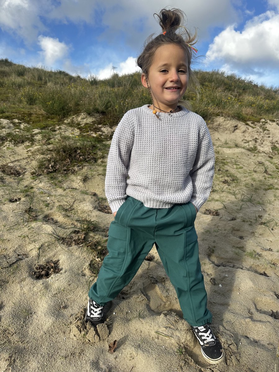 Ducksday - Waterafstotend - Ademend - Regenbroek - Winterbroek - softshell - Fleece binnenkant - Unisex - Donkergroen - Maat 110/116 - 5/6 jaar