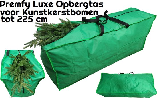 Premfy Luxe Opbergtas voor Kunstkerstbomen tot 225cm - Opbergtas Kerstboom Opberghoes - Kunstkerstboom Zak - Waterdicht - UV Bestendig - Stevige Handvatten en Rits - 125x40x50cm - Robuust Slijtvast - Kerstboom Opbergzak - Opbergbox Kerstballen XL tas