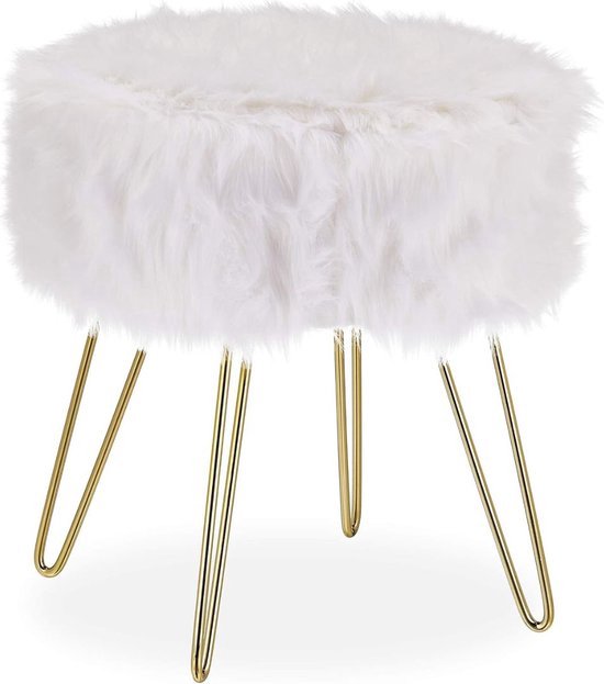 WOLTU Make-upkruk in landelijke stijl, kruk voor kaptafel, fluweel, pianokruk, cosmeticakruk, gestoffeerd, voor slaapkamer, 38 x 45 x 28,5 cm, massief houten poten, wit, MB6095ws