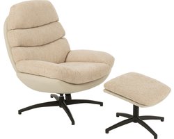 J-Line zetel Relax + Voetbank - metaal/multiplex - beige/zwart
