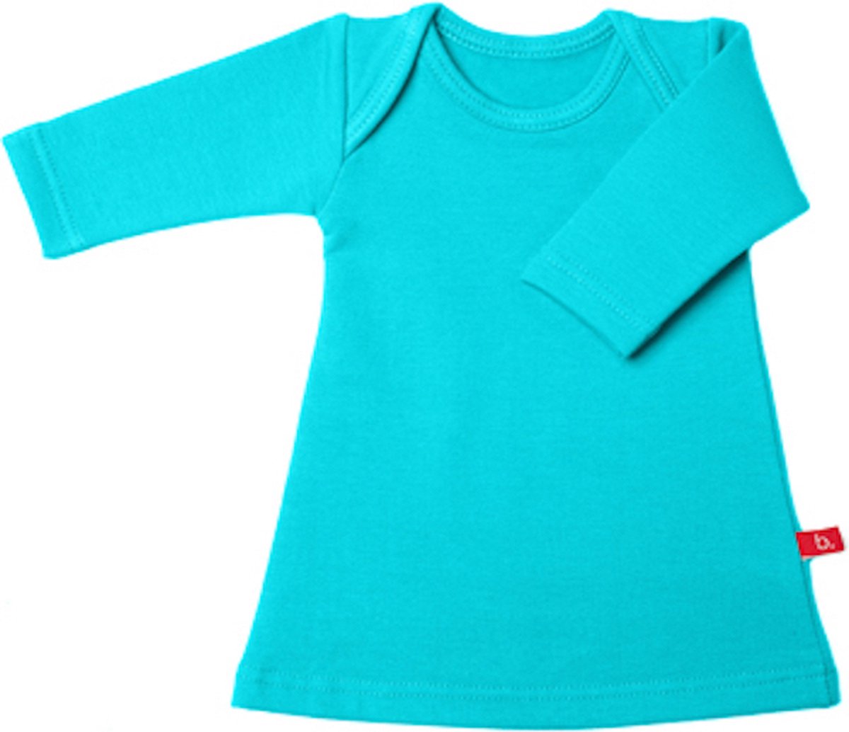 Jurkje lange mouw bio sweatstof 86-92 turquoise