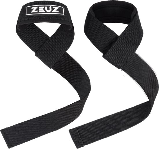 ZEUZ 2 pièces sangles de levage pour Fitness, crossfit, dynamophilie, haltérophilie et Musculation – Bandes de poignet de Sport – Zwart