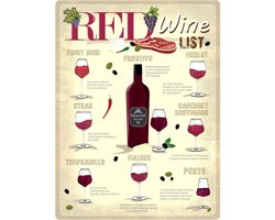Wandbord Cafe Pub Restaurant Bar Wijn - Red Wine List