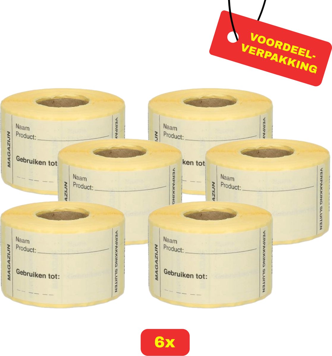 6x HACCP afwasbare sticker Magazijn - 250 stickers per rol - Voordeelverpakking!