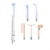 Een set van vijf verwisselbare opzetstukken voor de glam&go high frequency skin therapy wand: paddenstoel, haar, Y-vorm, roller en tong.