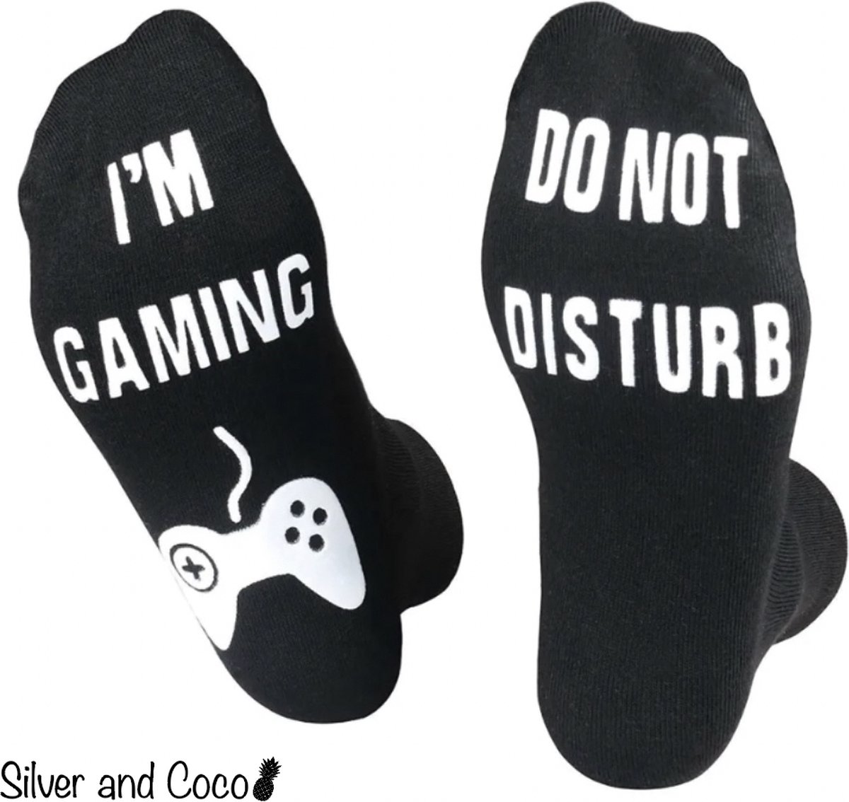 SilverAndCoco - Gaming Sokken / Gekke Vrolijke Happy Foute Kleding / Leuke Grappige Dikke Warme Heren Socks / Verjaardag Sok Outfit Katoen / Mannen Sinterklaas Schoen Kerst Cadeau met Tekst - Do not disturb I'm Gaming