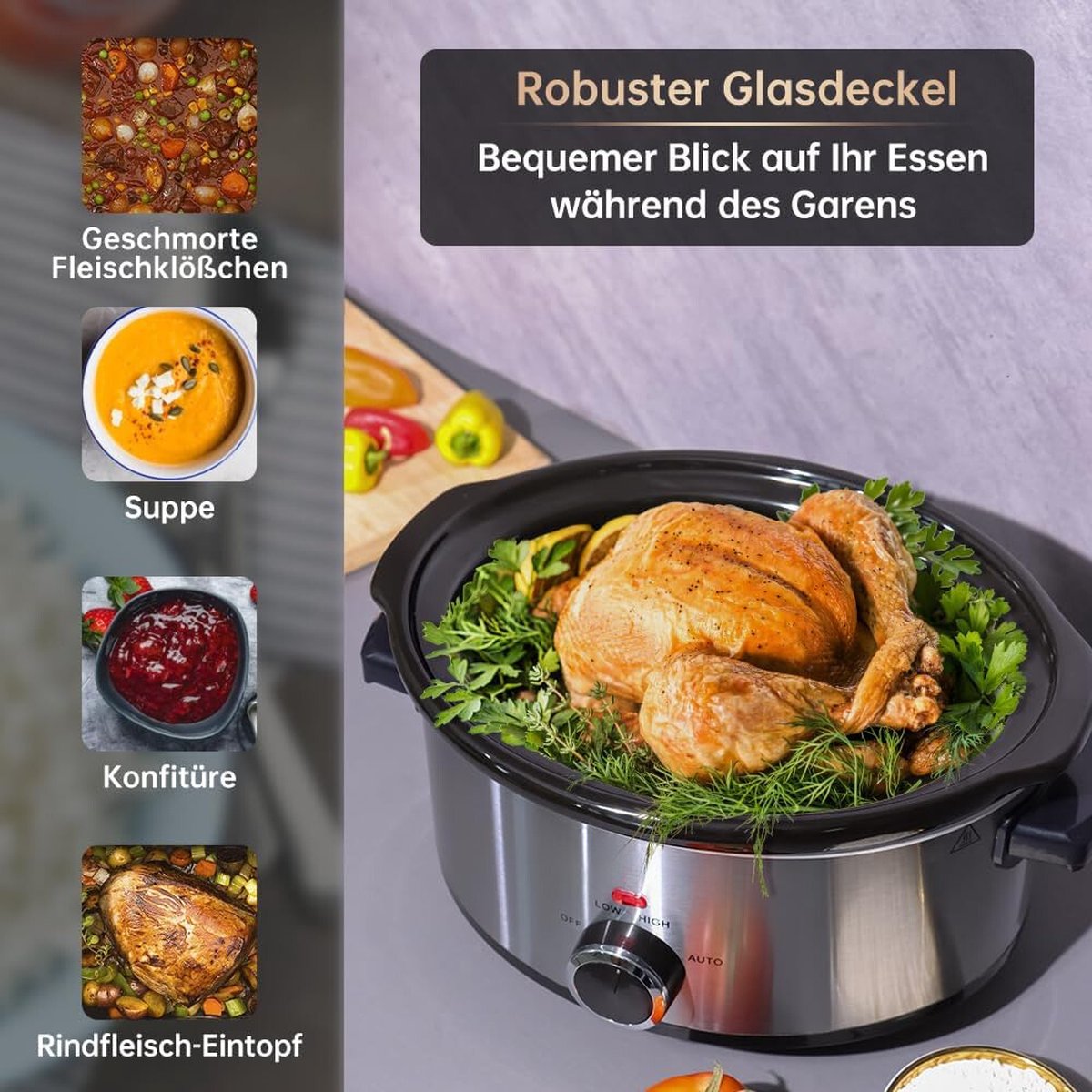 Lexium Slowcooker met Timer - Timerfunctie - Multicooker - Slowcooker Elektrisch – foto 3