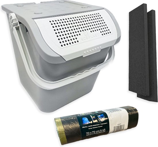 Afvalemmer Incontinentiemateriaal - 'Maxi' - luieremmer - Set - Wit - Afvalzakken - Koolstoffilter - 28 Liter