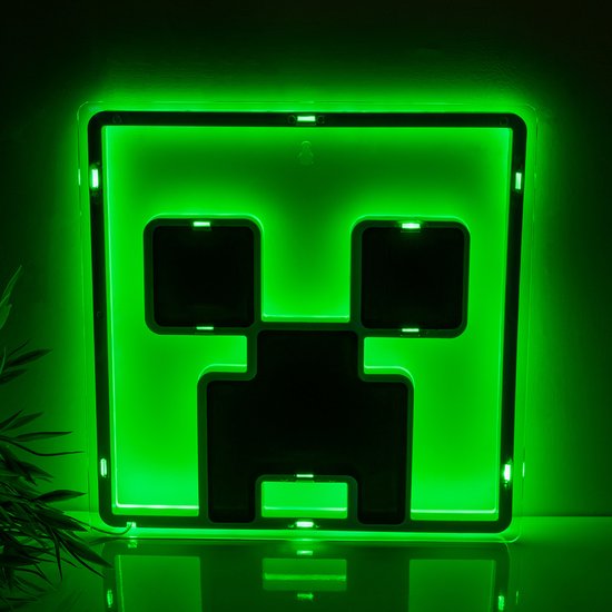 Minecraft Creeper LED Neon Wall Light – Officieel Gelicentieerde Wandlamp, 25 cm, USB‑Voeding- Paladone