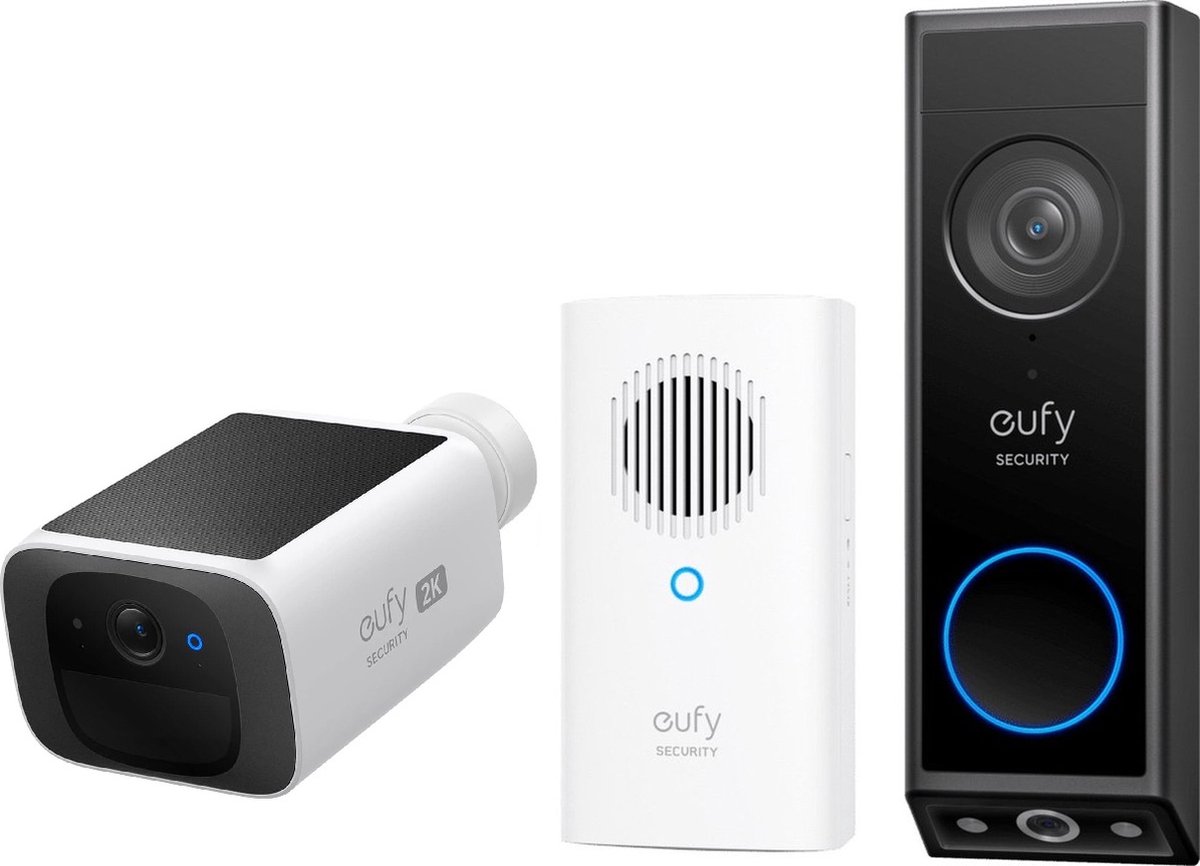 eufy security E340 2K Draadloze Video Deurbel Inclusief Chime + eufy security SoloCam S220 - Bundelvoordeel