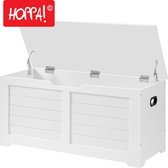 Hoppa! speelgoedkist, opbergkist, schoenbank, zitbank, veiligheidsscharnieren, modern, 100 x 40 x 46 cm (B x D x H), mat wit