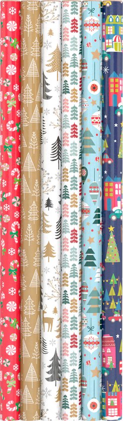 Inpakpapier Kerstmis - 70 x 200cm - 5 Rollen