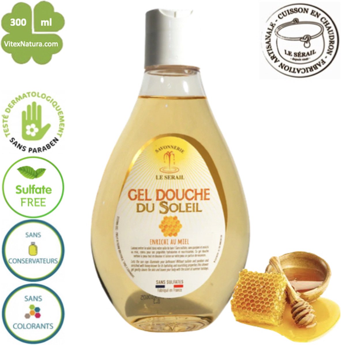 Sulfaatvrije douchegel | 300ml | Honing | Le Sérail | Franse Marseillezeep Ambacht