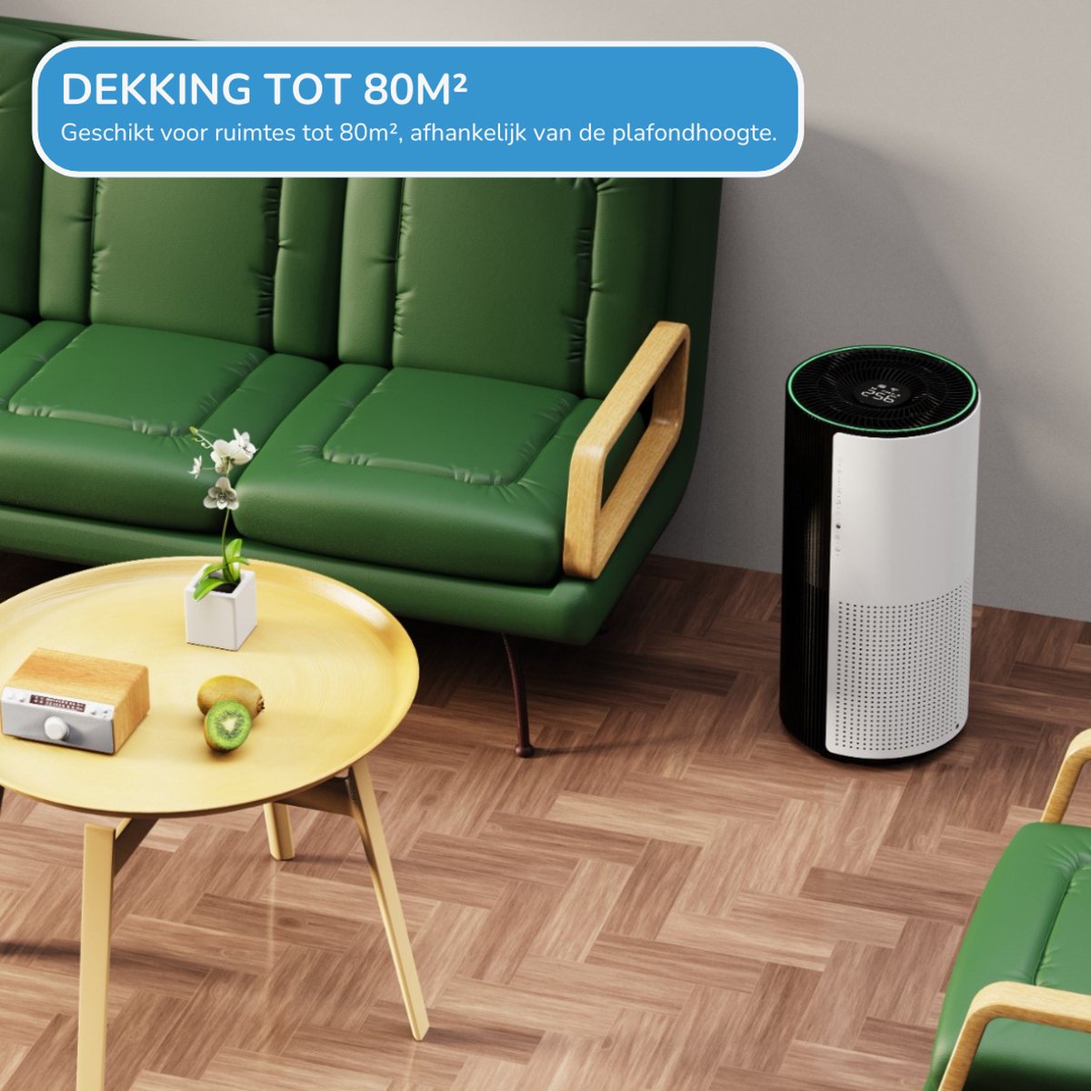 Friskair Luchtreiniger - Air purifier met HEPA Filter - Luchtkwaliteitsindicator - Tegen Allergieën, Huisstofmijt & Fijnstof - 300 m³/h - Slaapstand - Ionisator - Bedienbaar via App — afbeelding 2