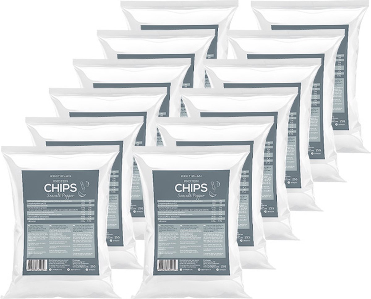 Goedkoopste Protiplan | Chips Zeezout Peper | 12 stuks | 12 x 25 gram | Low carb snack | Snel afvallen zonder hongergevoel!