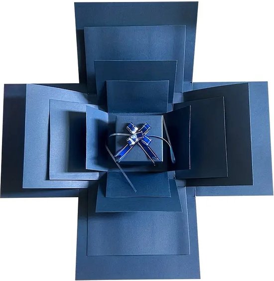 Coffret cadeau de Luxe bleu à DIY – Emballage cadeau avec couvercle pour anniversaire, mariage, demande en mariage – Plusieurs compartiments et design décoratif – Perfect pour les fêtes et présentations à thème – Idée cadeau originale