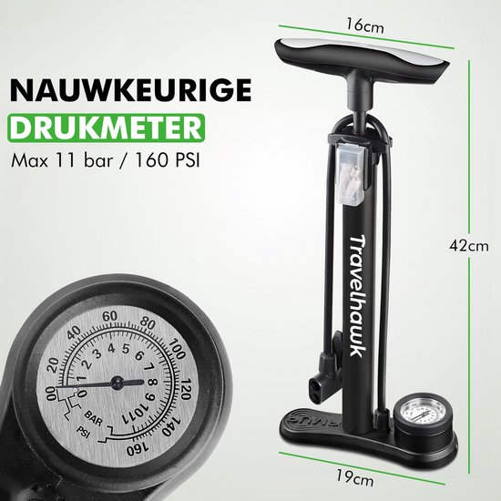 Mini Pompe à Pied Pour Vélo – Avec Manomètre, Adaptateur Universel (SV, AV, DV), Pression 100-120 PSI, Alliage Alu, Pliable, Légère – Pour Vélo, Ballon, Moto